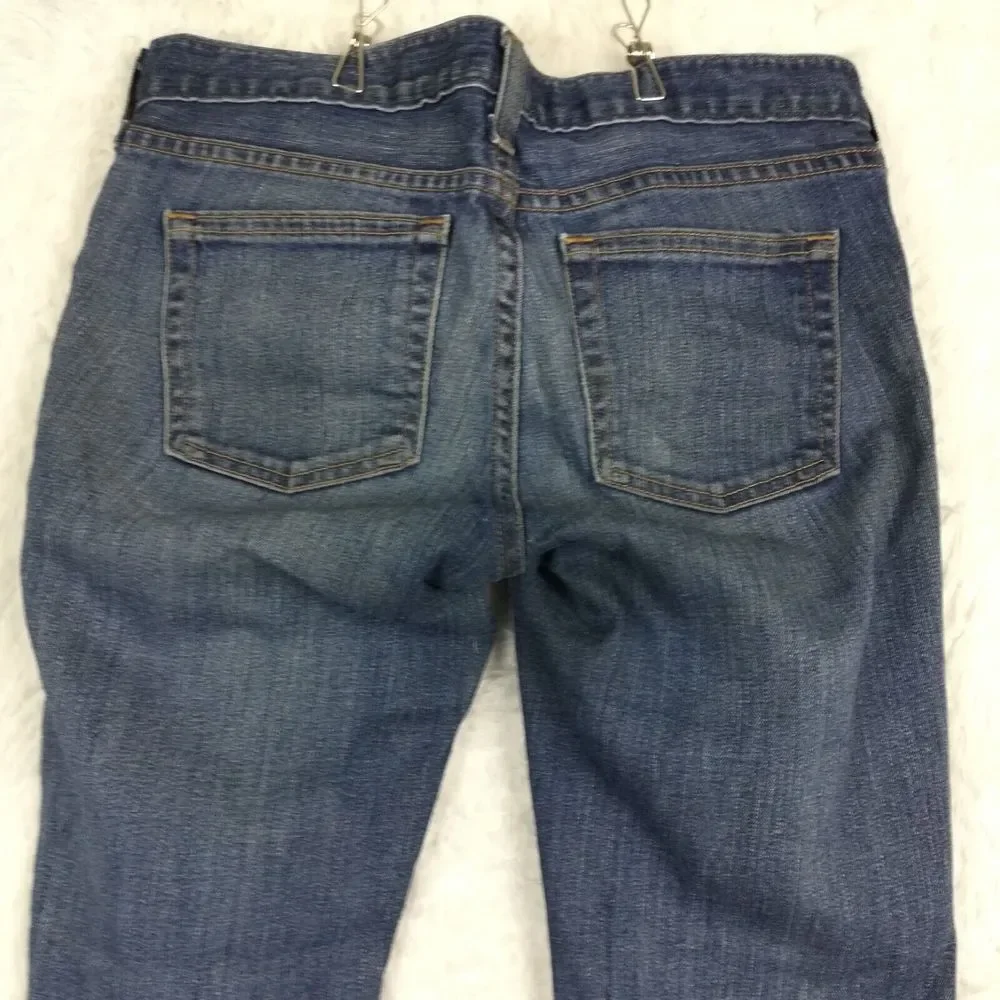 J. Crew Womens Jeans Capri Matchstick Blue‎ Denim Whiskering Stone Wash 26